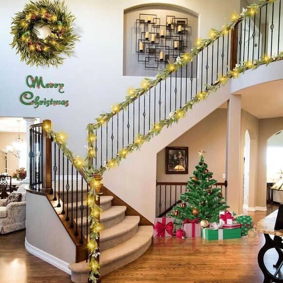 6FT Prelit Christmas Garland, Flocked Garland Home Decoration New - Picture 2 of 7
